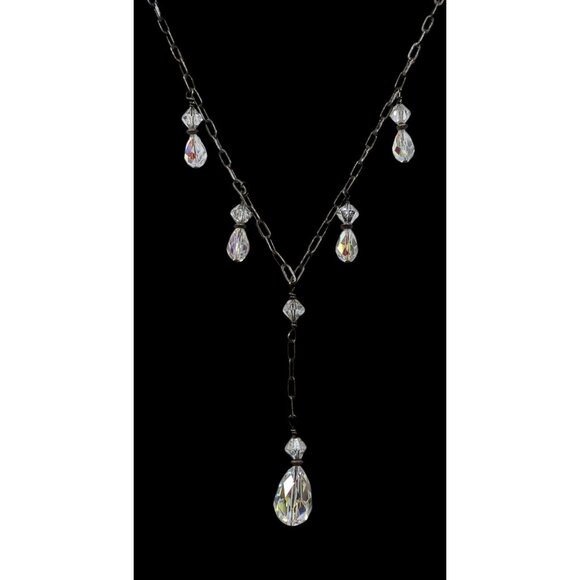 Aurora Borealis Crystal Teardrop Fantasy Necklace - Picture 2 of 5